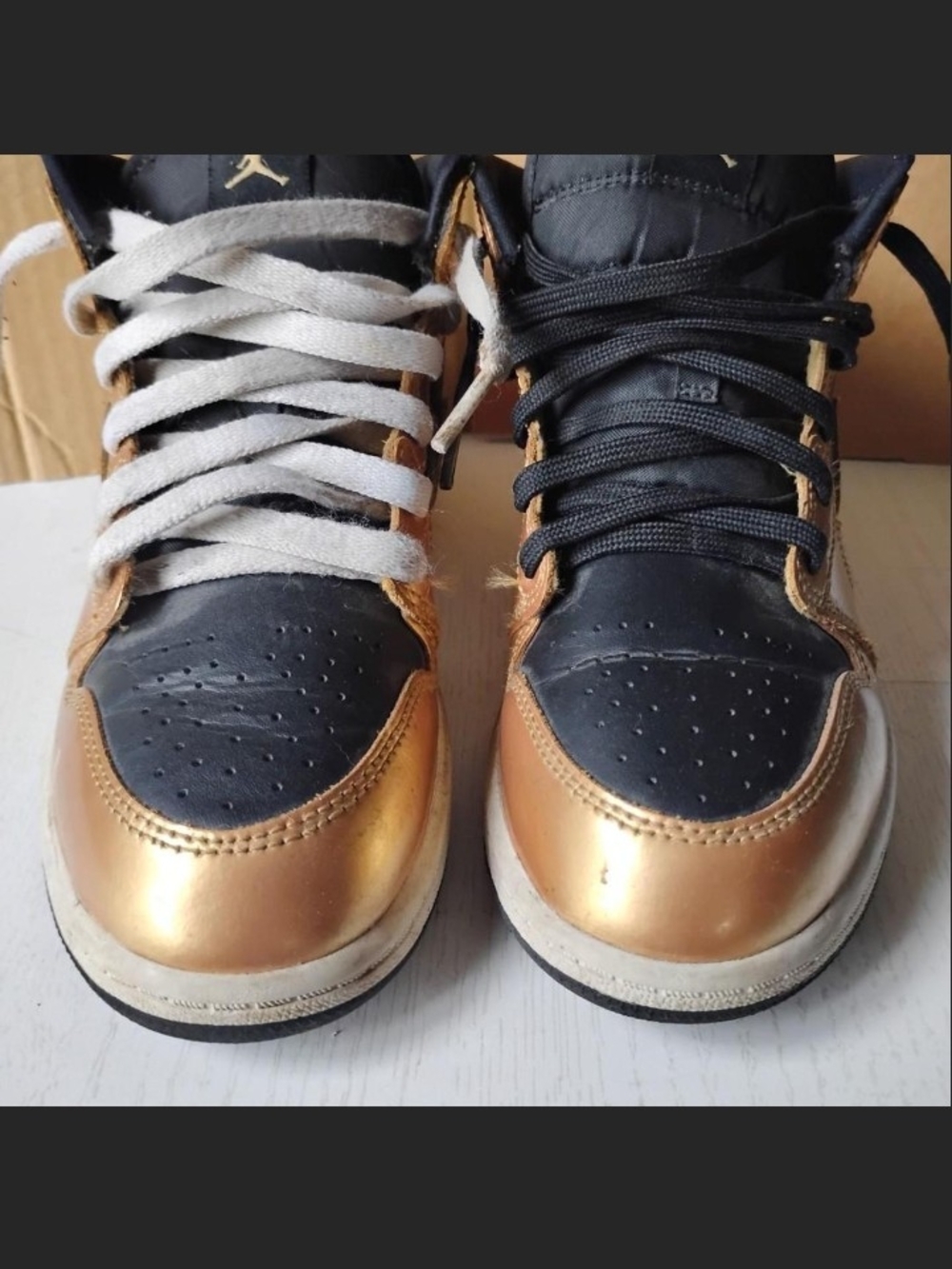 Jordan Men’s Black and Metallic Gold Low-Top Sneakers